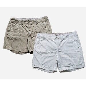 Eddie Bauer Lot Of 2 Pair Of Women's Khaki Chino Shorts Beige Size 12